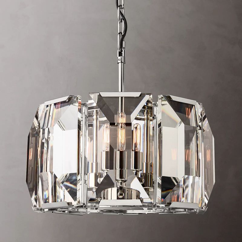 Harson Crystal Round Chandelier 19" chandeliers for dining room,chandeliers for stairways,chandeliers for foyer,chandeliers for bedrooms,chandeliers for kitchen,chandeliers for living room Rbrights Polished Stainless Steel  