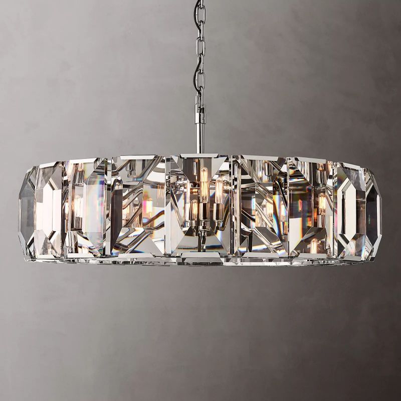 Harson Crystal Round Chandelier 43" chandeliers for dining room,chandeliers for stairways,chandeliers for foyer,chandeliers for bedrooms,chandeliers for kitchen,chandeliers for living room Rbrights Polished Stainless Steel  
