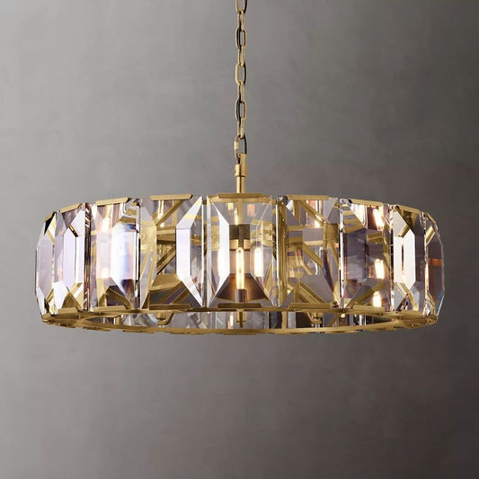 Harson Crystal Round Chandelier 43" chandeliers for dining room,chandeliers for stairways,chandeliers for foyer,chandeliers for bedrooms,chandeliers for kitchen,chandeliers for living room Rbrights Lacquered Burnished Brass  