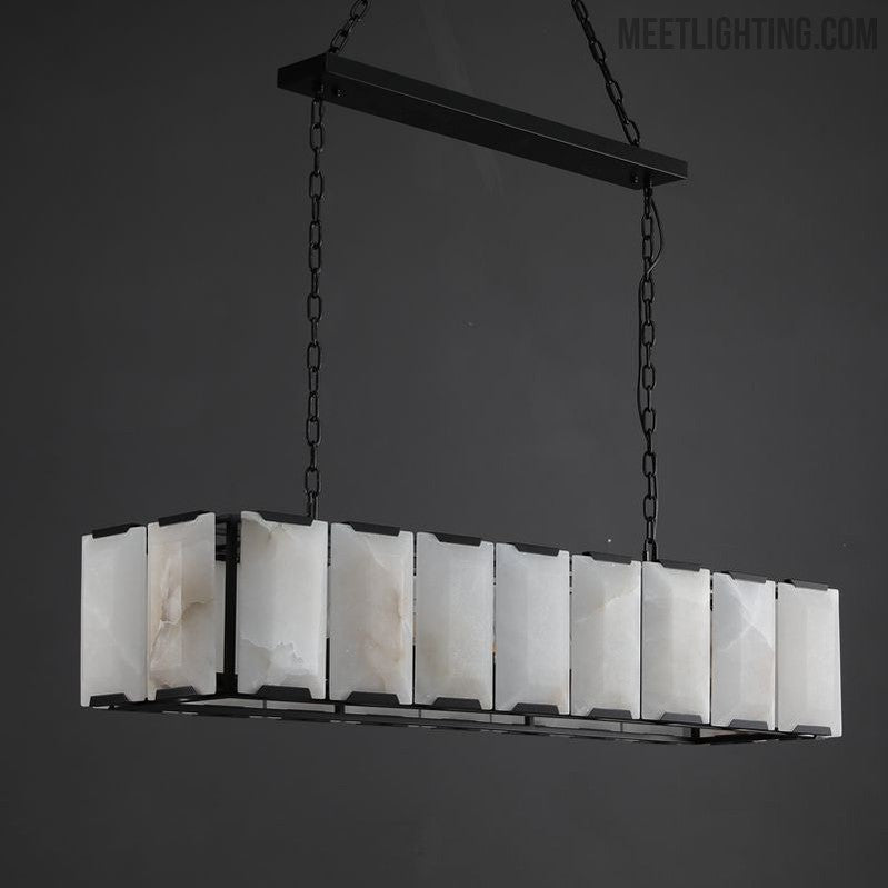 Harlow Calcite Rectangular Chandelier 42"-MEET LIGHTING