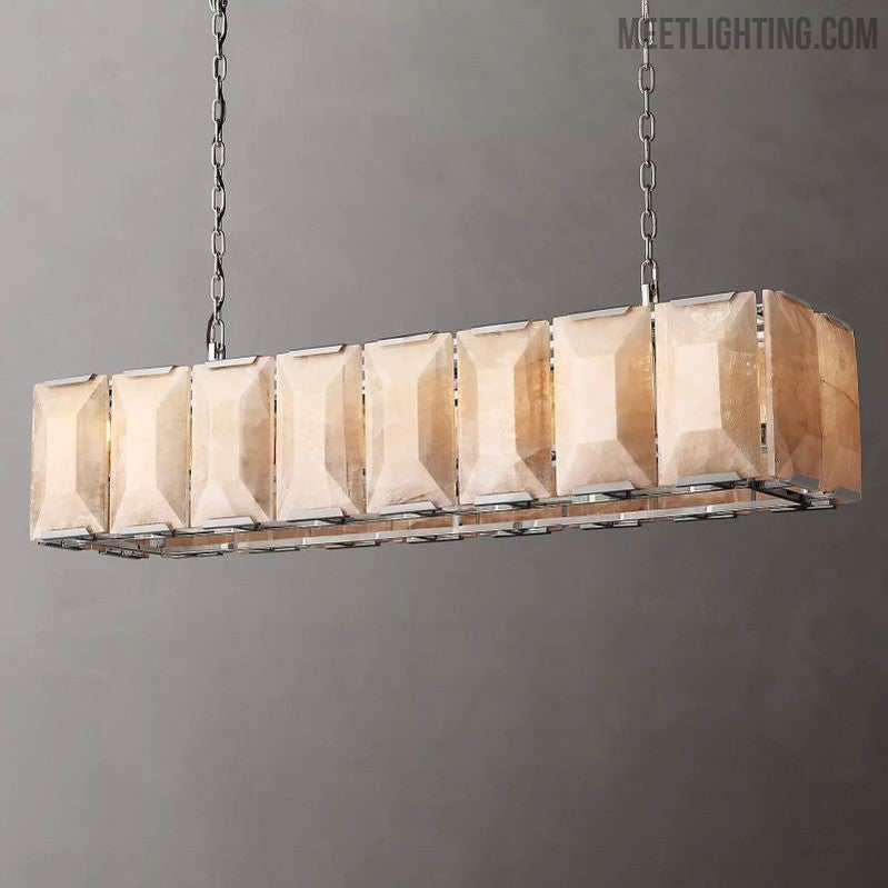 Harlow Calcite Rectangular Chandelier 55"-MEET LIGHTING