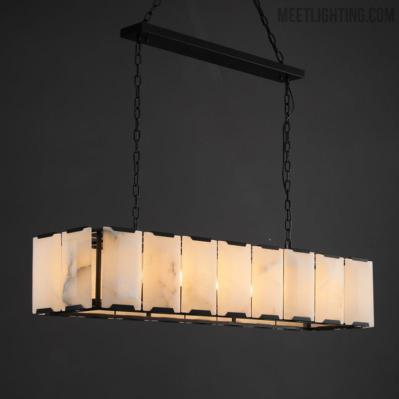 Harlow Calcite Rectangular Chandelier 62"-MEET LIGHTING