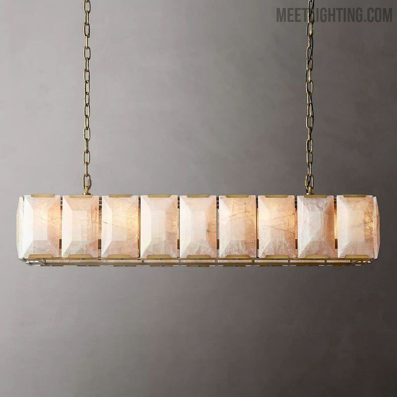 Harlow Calcite Rectangular Chandelier 62"-MEET LIGHTING