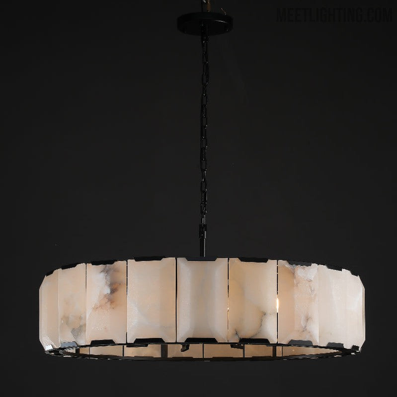 Harlow Calcite Round Chandelier 19"-MEET LIGHTING