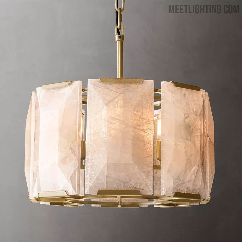 Harlow Calcite Round Chandelier 19"-MEET LIGHTING