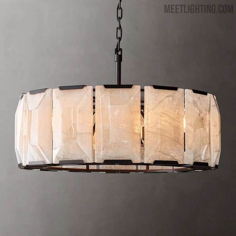 Harlow Calcite Round Chandelier 31"-MEET LIGHTING