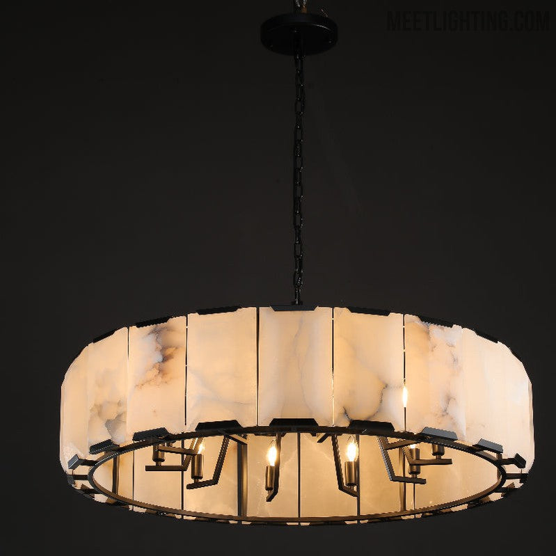 Harlow Calcite Round Chandelier 31"-MEET LIGHTING