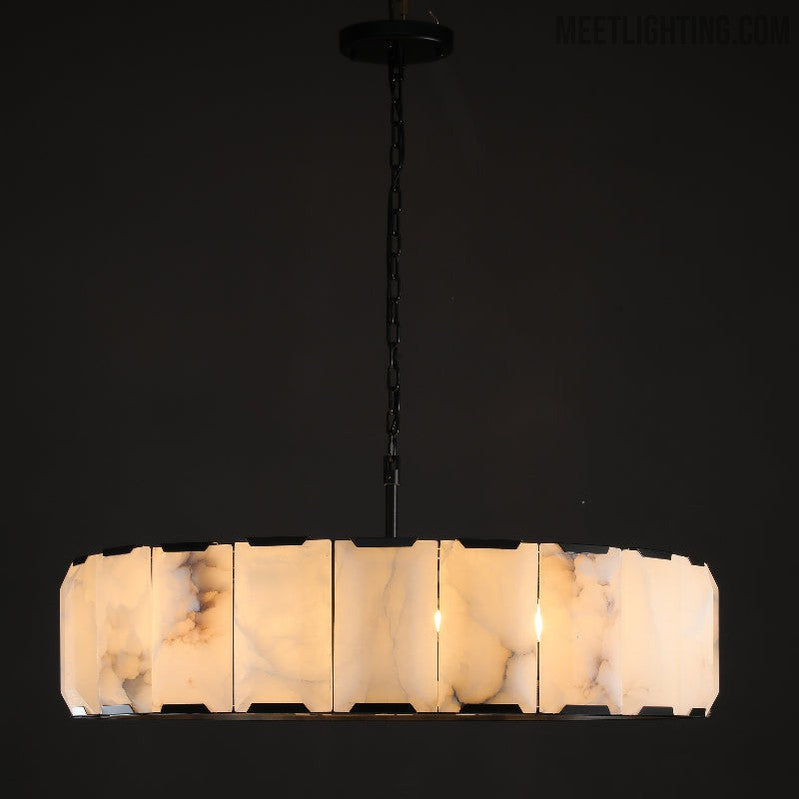 Harlow Calcite Round Chandelier 60"-MEET LIGHTING
