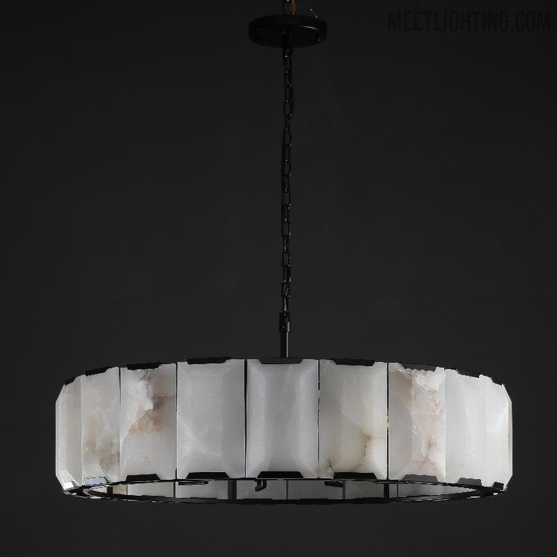 Harlow Calcite Round Chandelier 31"-Meet Lighting