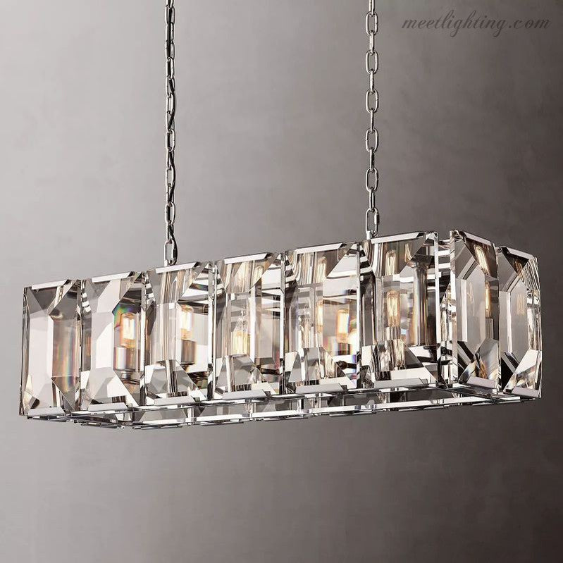 Harlow Crystal Rectangular Chandelier 42"-MEET LIGHTING