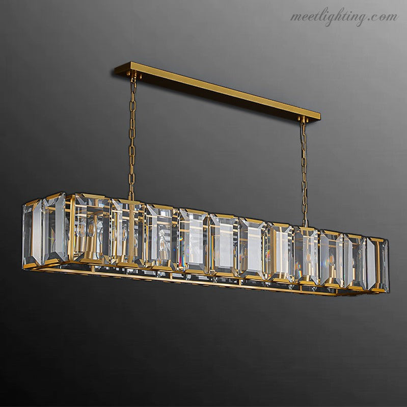 Harlow Crystal Rectangular Chandelier 42"-MEET LIGHTING