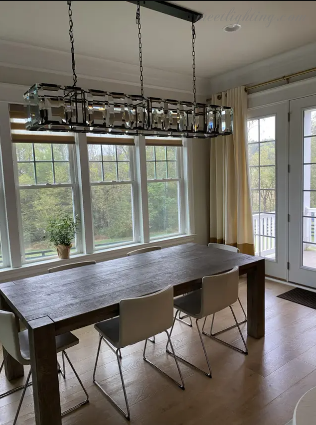 Harlow Crystal Rectangular Chandelier 74"-MEET LIGHTING