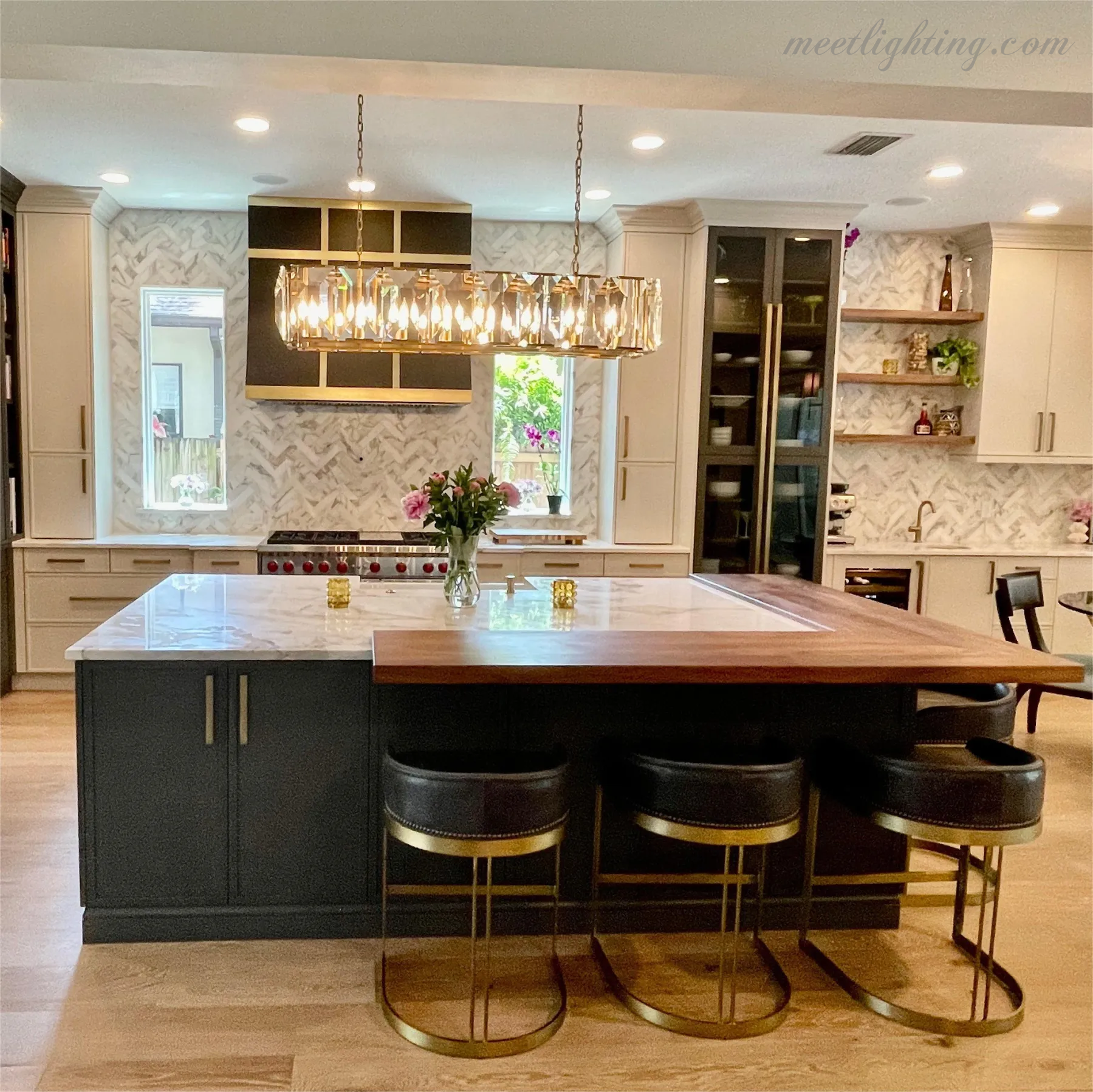 Harlow Crystal Rectangular Chandelier 74"-MEET LIGHTING