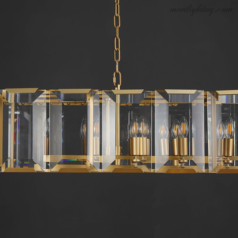 Harlow Crystal Rectangular Chandelier 74"-MEET LIGHTING