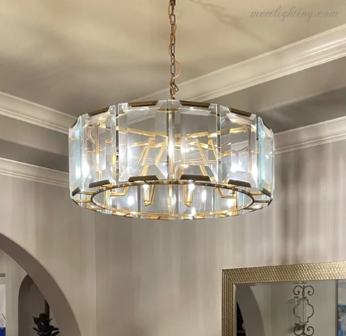 Harlow Crystal Round Chandelier 31"-Meet Lighting