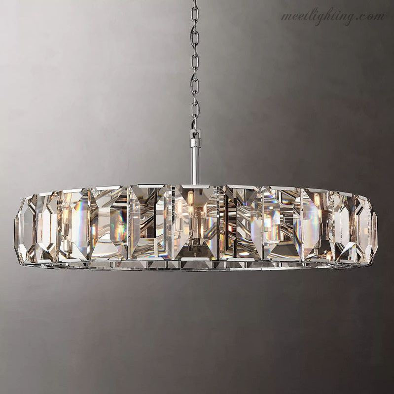 Harlow Crystal Round Chandelier 60"-Meet Lighting