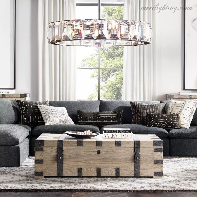 Harlow Crystal Round Chandelier 60"-Meet Lighting