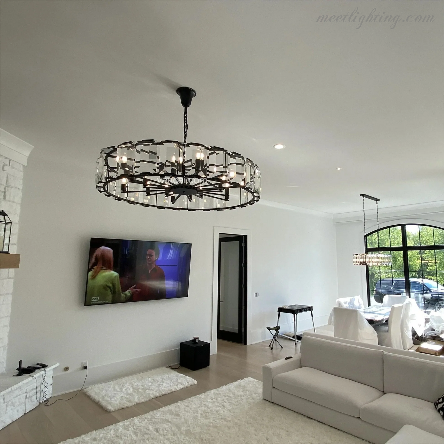 Harlow Crystal Round Chandelier 43"-Meet Lighting