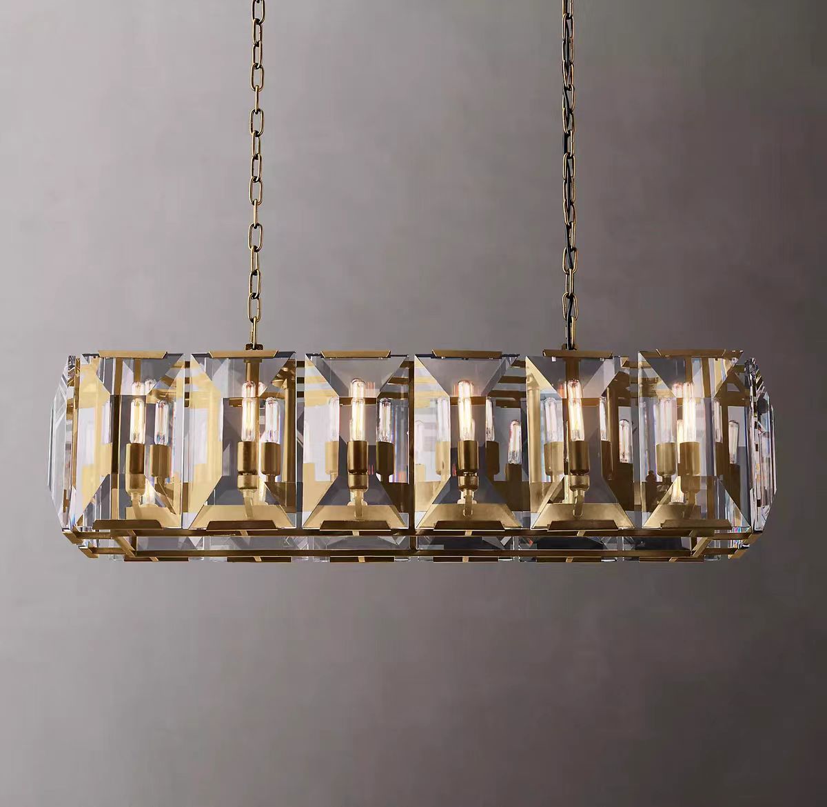 Harlow Multi Crystal Rectangular Chandelier-Meet Lighting