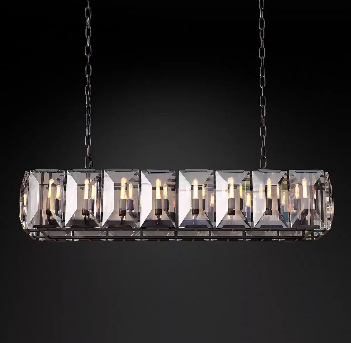 Harlow Multi Crystal Rectangular Chandelier-Meet Lighting