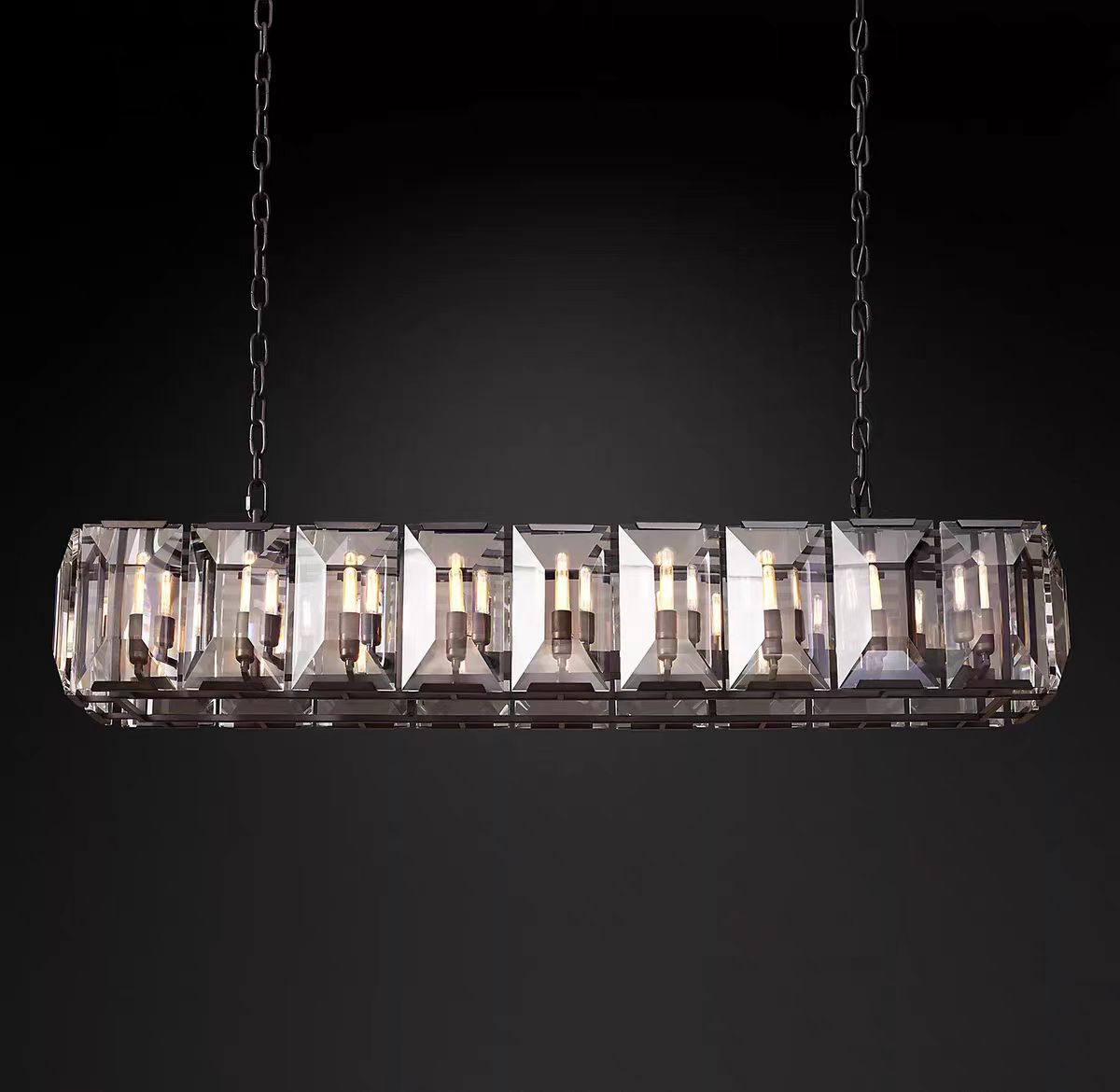 Harlow Multi Crystal Rectangular Chandelier-Meet Lighting