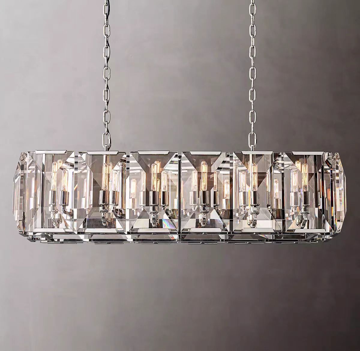 Harlow Multi Crystal Rectangular Chandelier-Meet Lighting