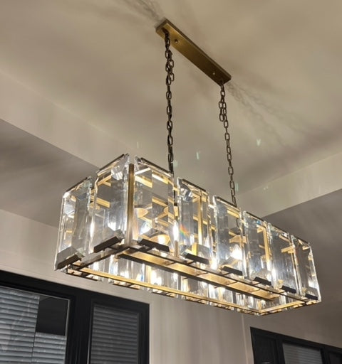 Harlow Multi Crystal Rectangular Chandelier-Meet Lighting