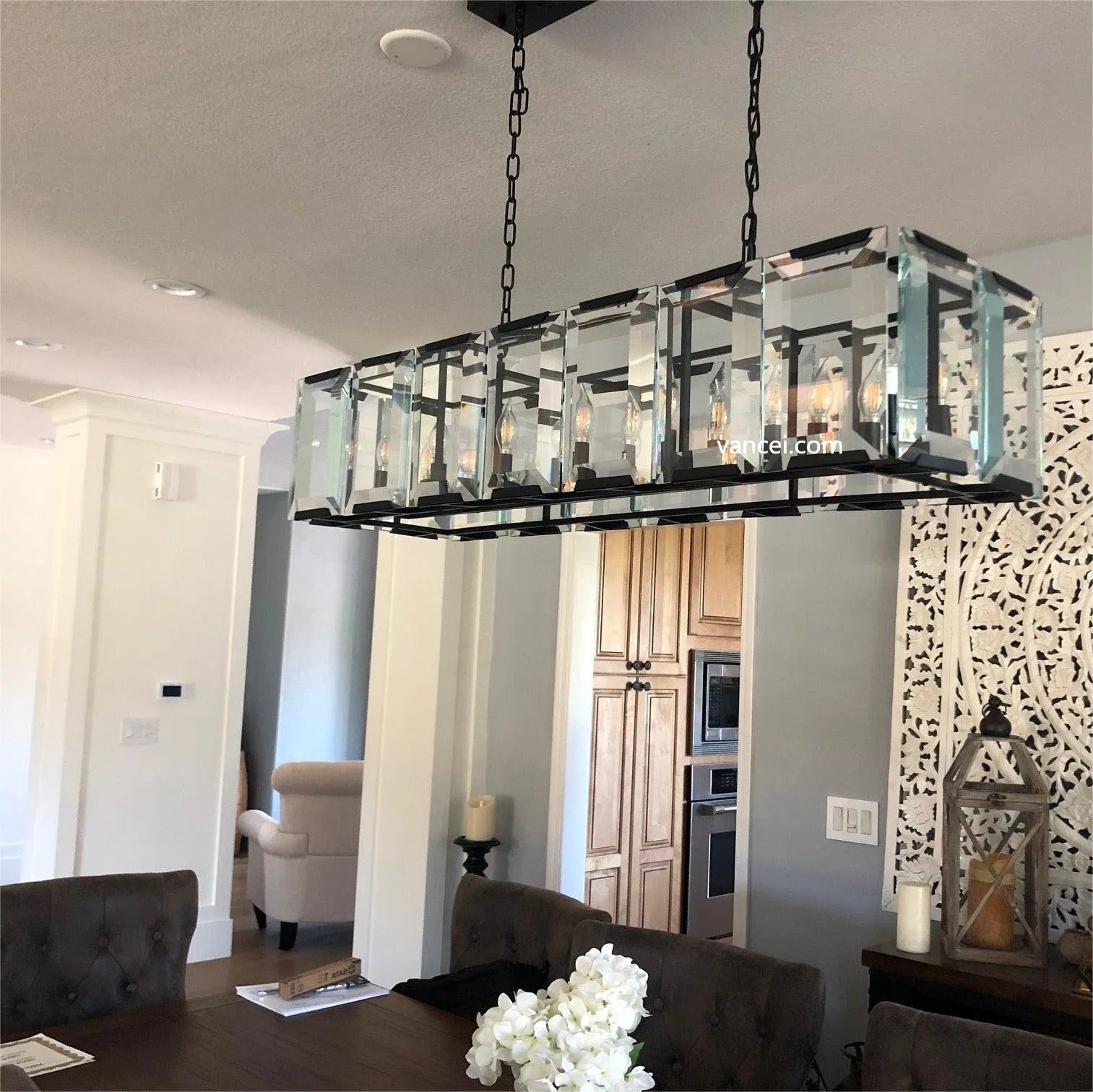 Harlow Multi Crystal Rectangular Chandelier-Meet Lighting