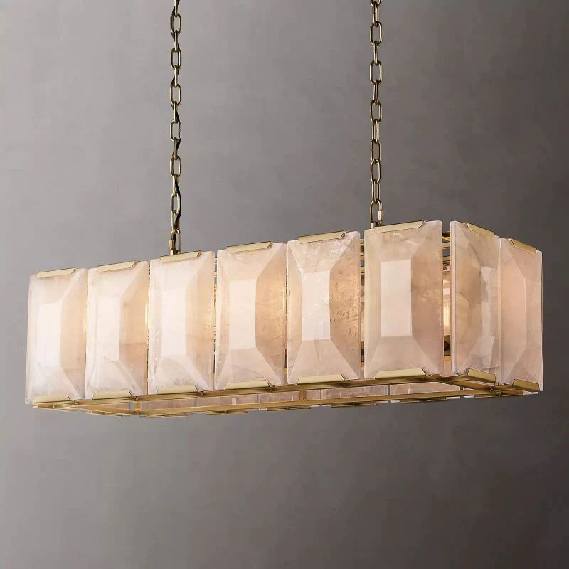 Huxlay Calcite Alabaster Rectangular Chandelier 42"