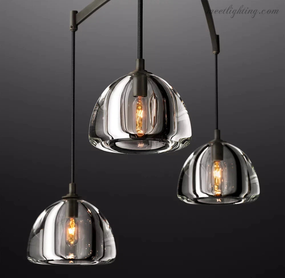 Hemisphera Modern Glass Linear Chandelier 54''-Meet Lighting