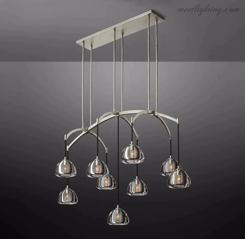 Hemisphere Modern Glass Linear Chandelier 54''-MEET LIGHTING