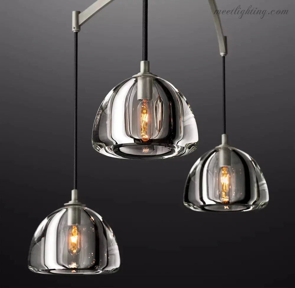 Hemisphere Modern Glass Linear Chandelier 54''-MEET LIGHTING