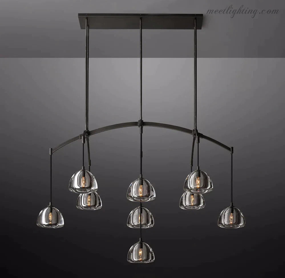 Hemisphera Modern Glass Linear Chandelier 54''-Meet Lighting