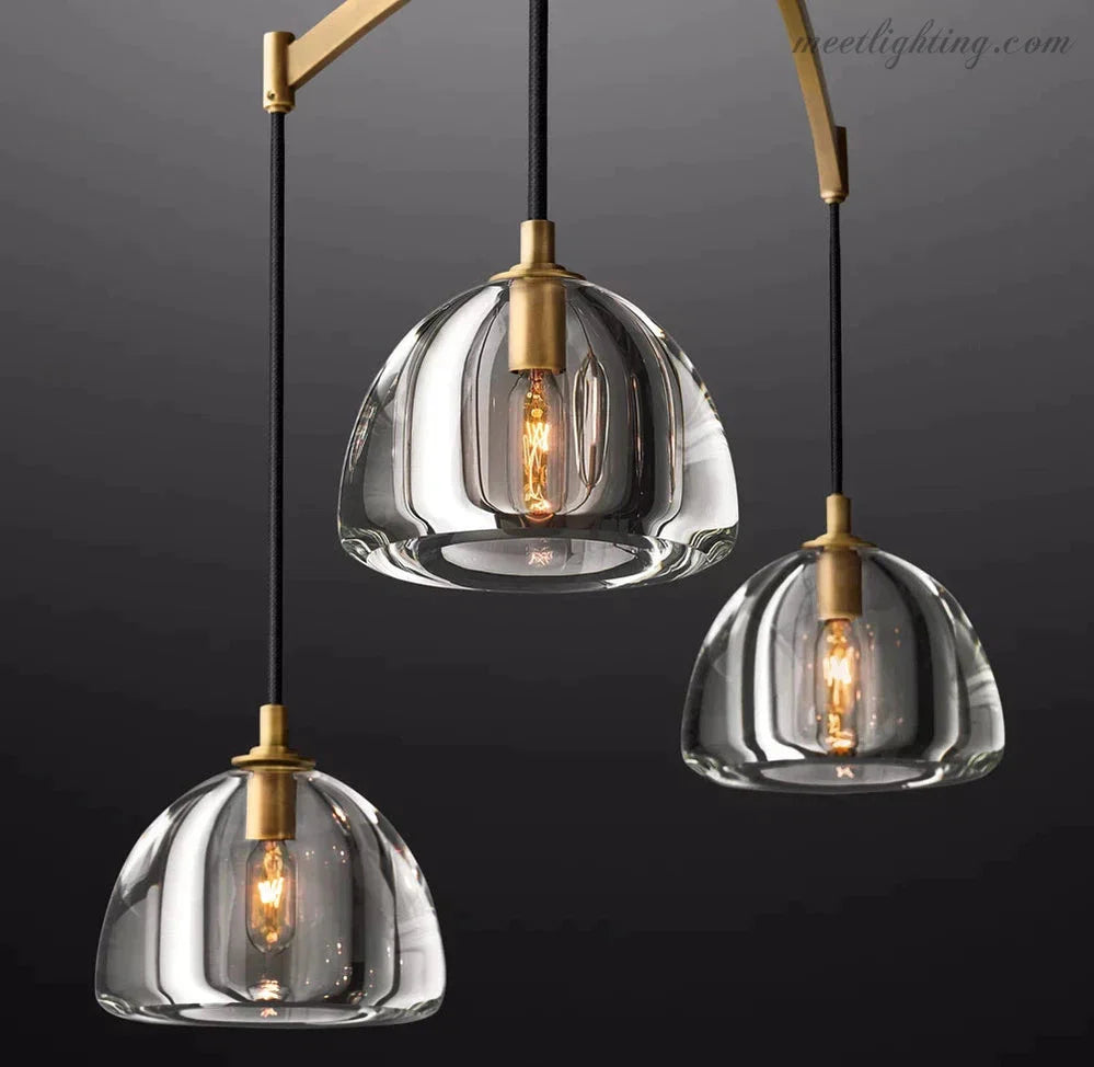 Hemisphere Modern Glass Linear Chandelier 54''-MEET LIGHTING