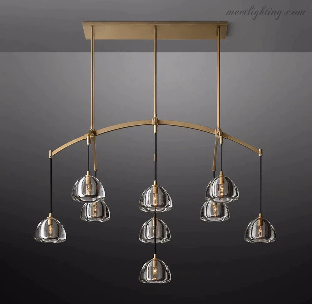 Hemisphera Modern Glass Linear Chandelier 54''-Meet Lighting