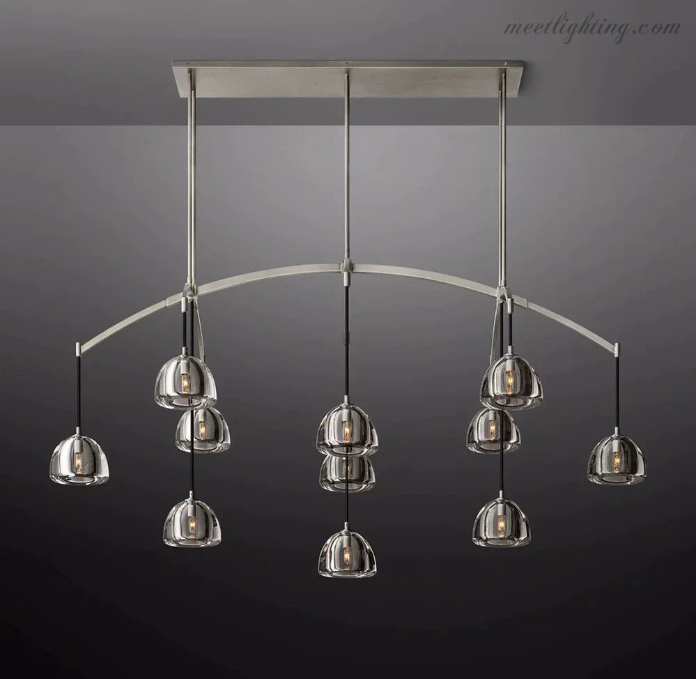 Hemisphera Modern Glass Linear Chandelier 72''-Meet Lighting