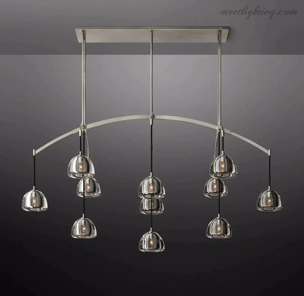 Hemisphere Modern Glass Linear Chandelier 72''-MEET LIGHTING