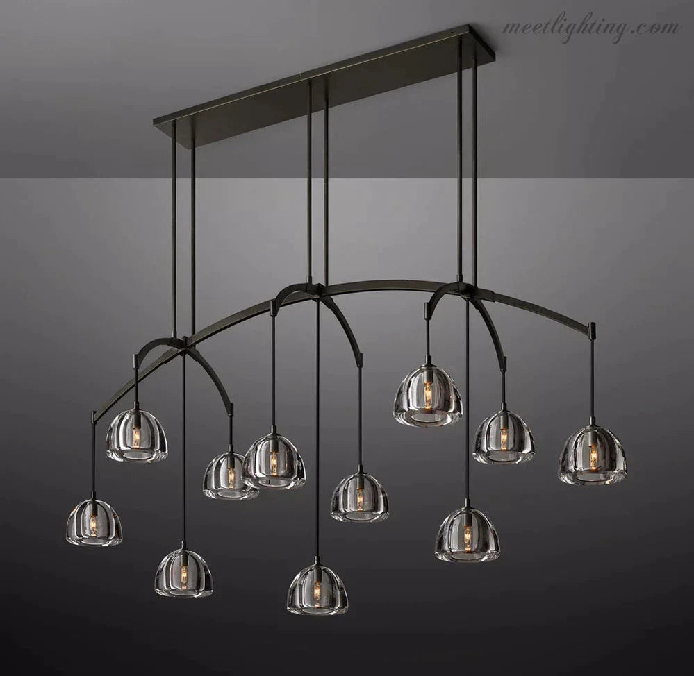 Hemisphera Modern Glass Linear Chandelier 72''-Meet Lighting