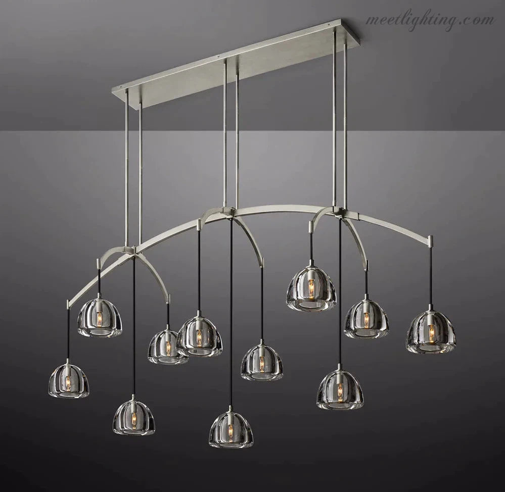 Hemisphera Modern Glass Linear Chandelier 72''-Meet Lighting