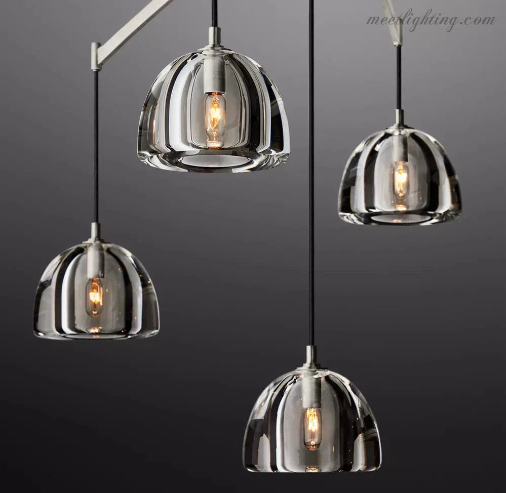Hemisphere Modern Glass Linear Chandelier 72''-MEET LIGHTING