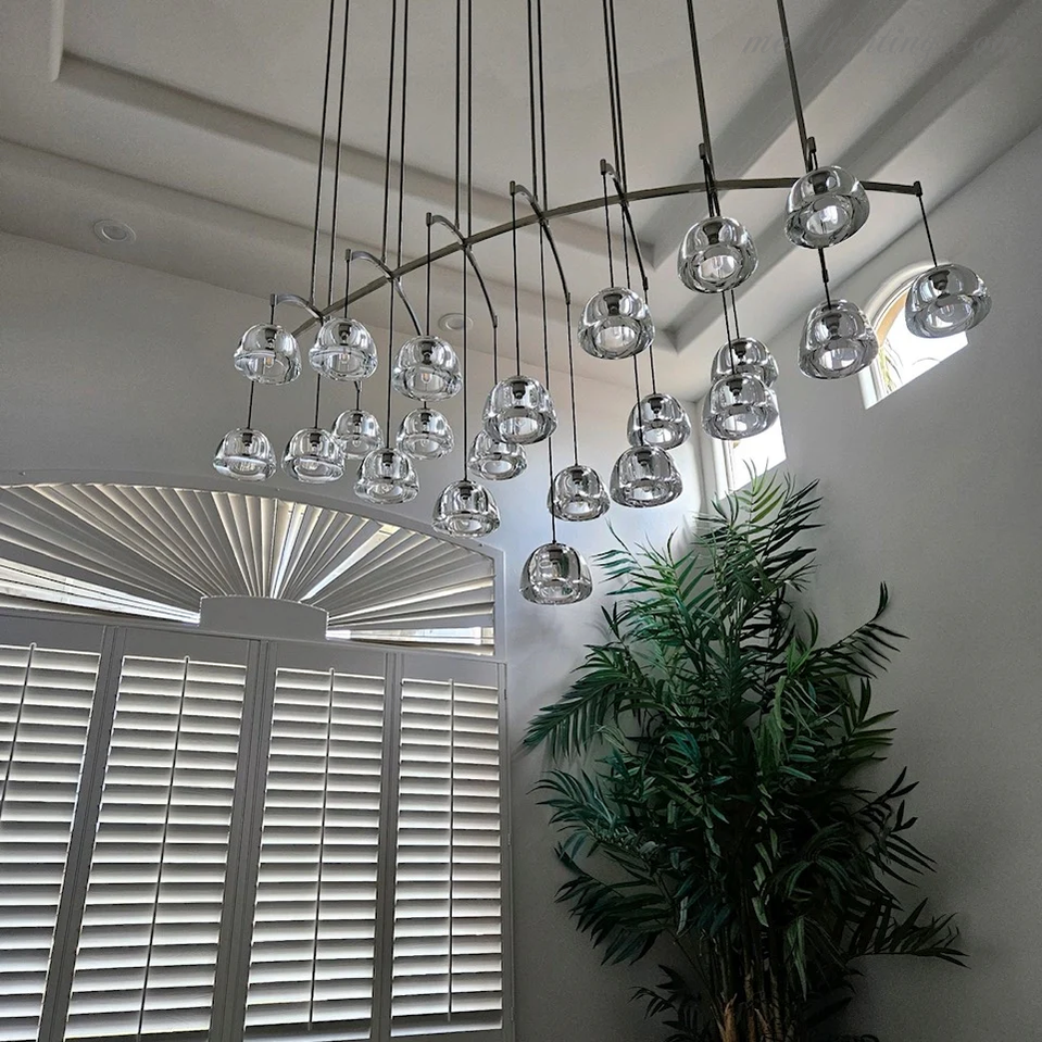 Hemisphere Modern Glass Linear Chandelier 72''-MEET LIGHTING