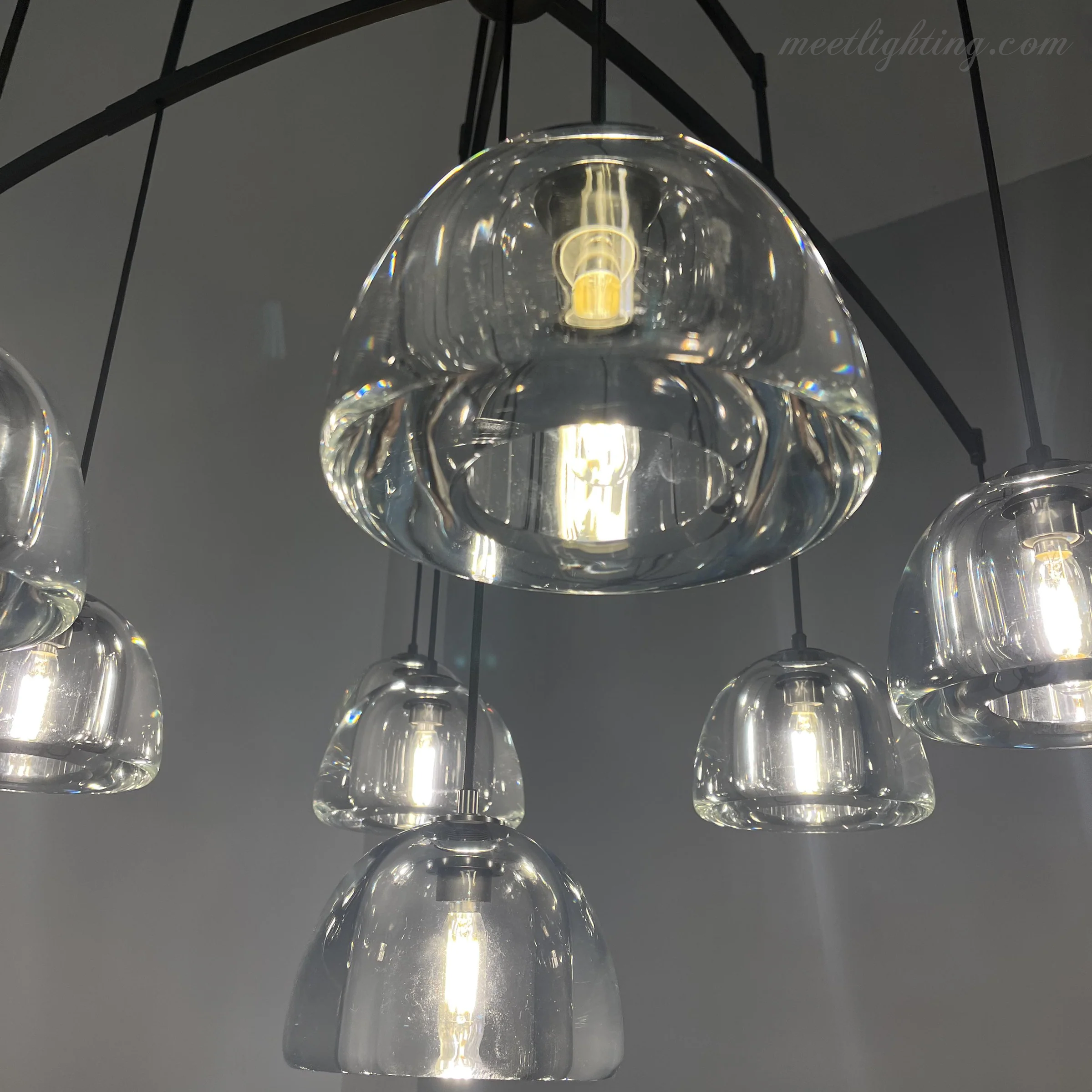 Hemisphere Modern Glass Round Chandelier 48''-MEET LIGHTING