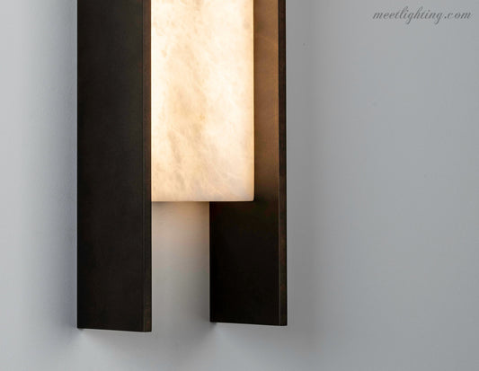 IDA Modern Natural Alabaster Linear Wall Sconce-Meet Lighting