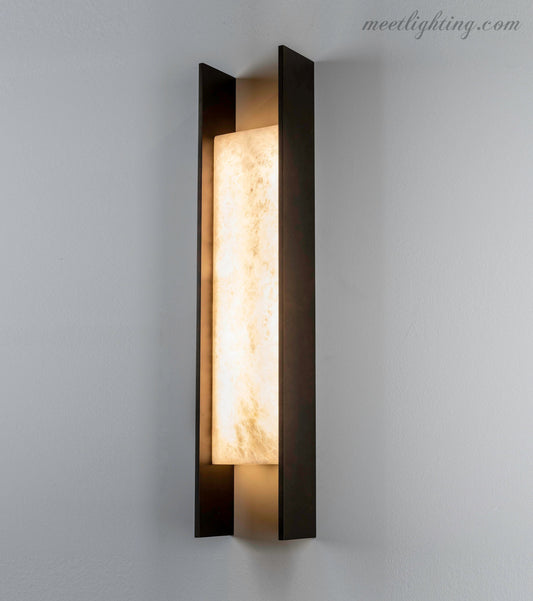 IDA Modern Natural Alabaster Linear Wall Sconce-Meet Lighting