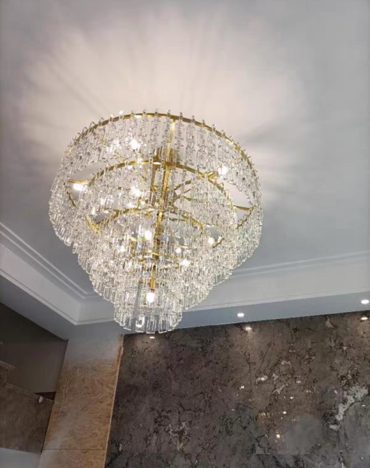 Mariogold Multi-Tier Crystal Chain Round Chandelier 36" 48" 60"