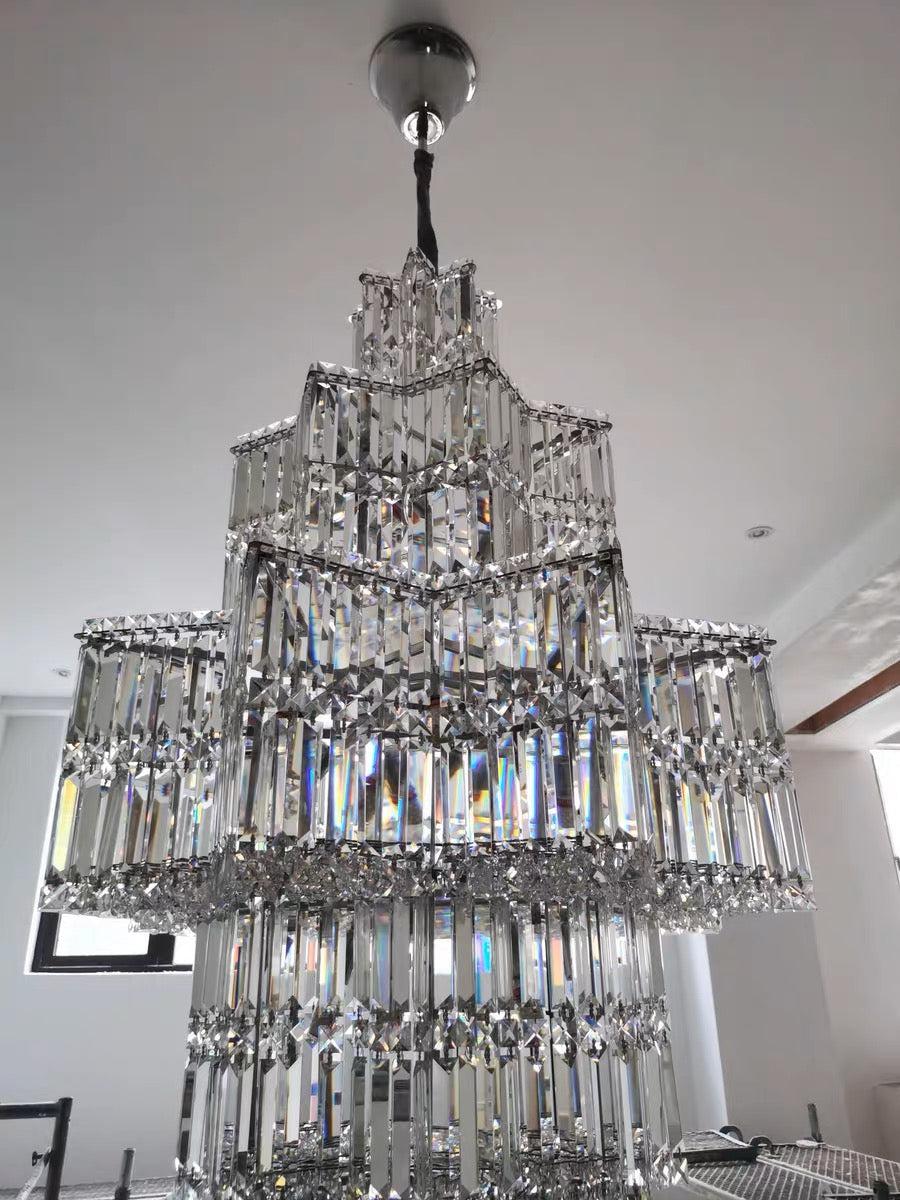 Luxury Plaza Multi-Tier Crystal Chandelier for High Ceilings/Hotel Hall / 2 Story Foyer-MEET LIGHTING