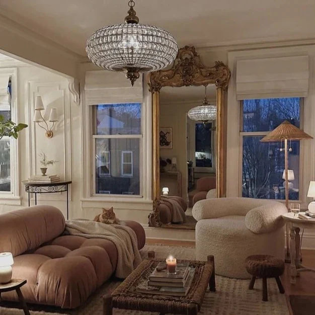 French Empire Vintage Bead Ellipsoid Crystal Chandelier for Living Room/Bedroom-MEET LIGHTING