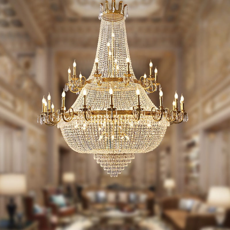 Oversized Luxury Double-layers Golden French Style Crystal Chandelier for Living/Dinning Room/Foyer/Hallway/Staircase-MEET LIGHTING