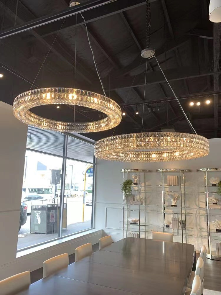 Oversized Modern Ring Pendant Light/Round Crystal Chandelier for Living/Dining Room/Bedroom-MEET LIGHTING