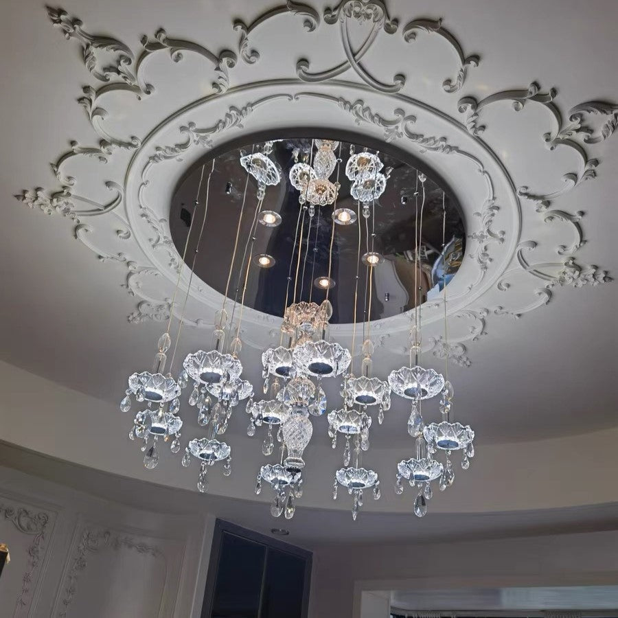 French Romantic Candle Crystal Chandelier White Modern Art Creative Pendant Light For Living Room/Dining Room/Bedroom-MEET LIGHTING
